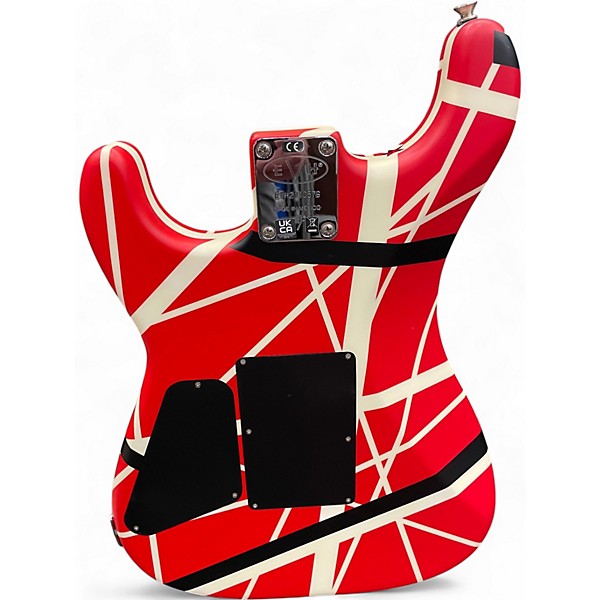 Used EVH Striped Series 5150 Red with Black and White Stripes Solid Body Electric Guitar