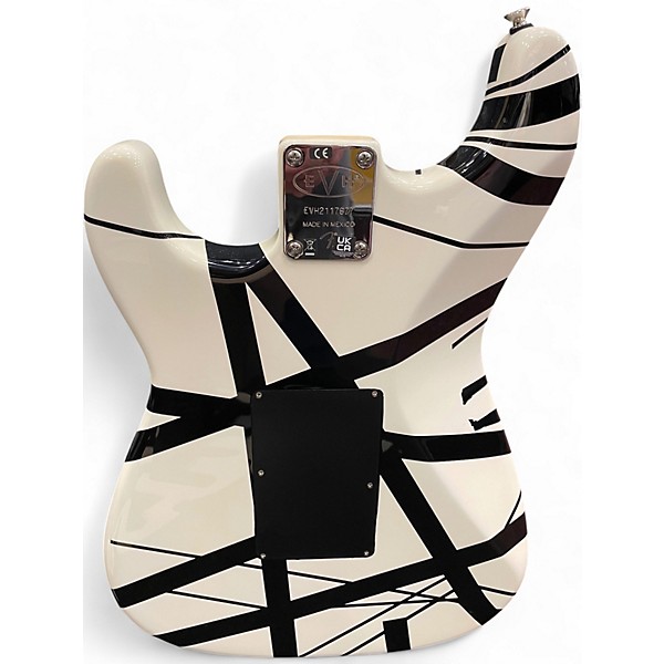 Used EVH Striped Series White with Black Stripes Solid Body Electric Guitar