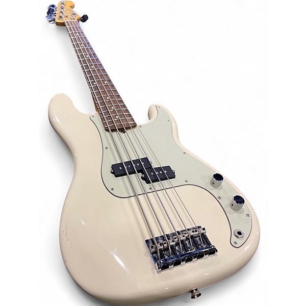 Used Fender American Standard Precision Bass V Olympic White Electric Bass Guitar