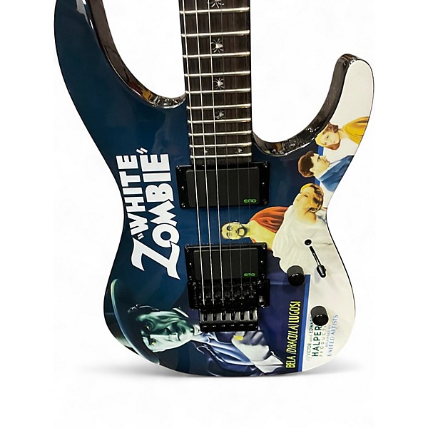 Used ESP LTD Kirk Hammett Signature White Zombie BLUE Solid Body Electric Guitar