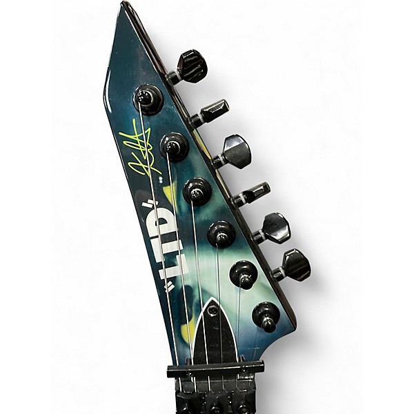 Used ESP LTD Kirk Hammett Signature White Zombie BLUE Solid Body Electric Guitar