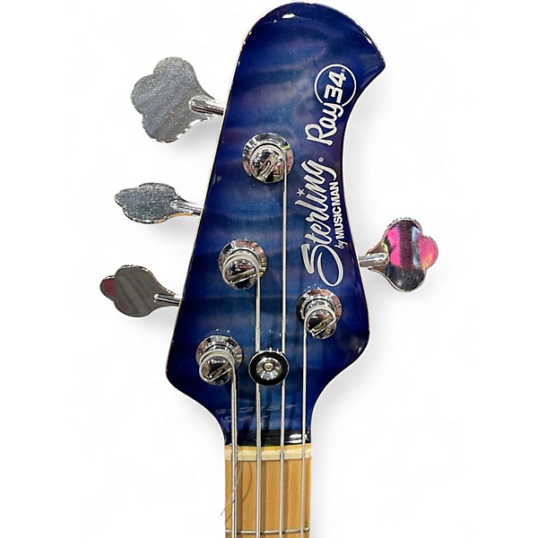 Used Sterling by Music Man Ray34 Blue Burst Electric Bass Guitar