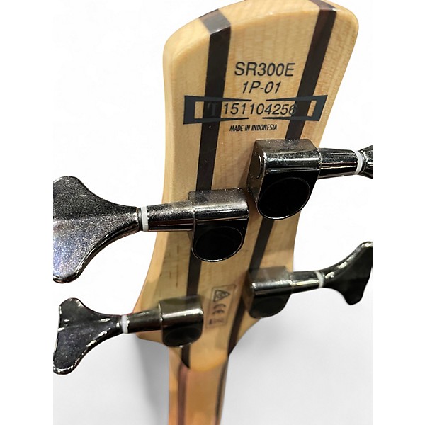 Used Ibanez SR300E Chrome Silver Electric Bass Guitar