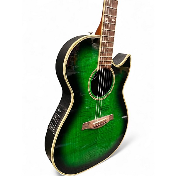Used Schecter Guitar Research Diamond Series Trans Green Acoustic Electric Guitar