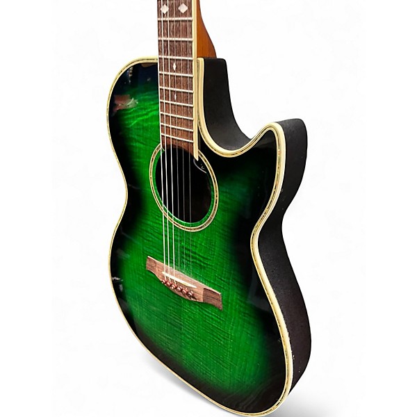 Used Schecter Guitar Research Diamond Series Trans Green Acoustic Electric Guitar