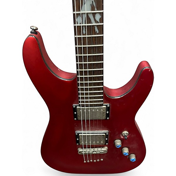 Used Schecter Guitar Research Diamond Series Lady Luck Chrome Red Solid Body Electric Guitar