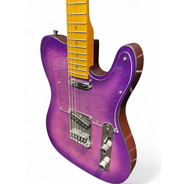 Used Leo Jaymz T Style Purple Flame Solid Body Electric Guitar