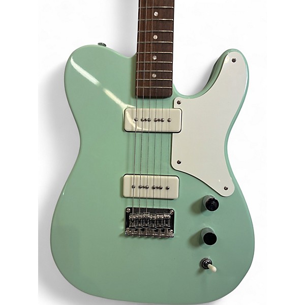 Used Squier Paranormal Baritone Cabronita Telecaster Surf Green Solid Body Electric Guitar