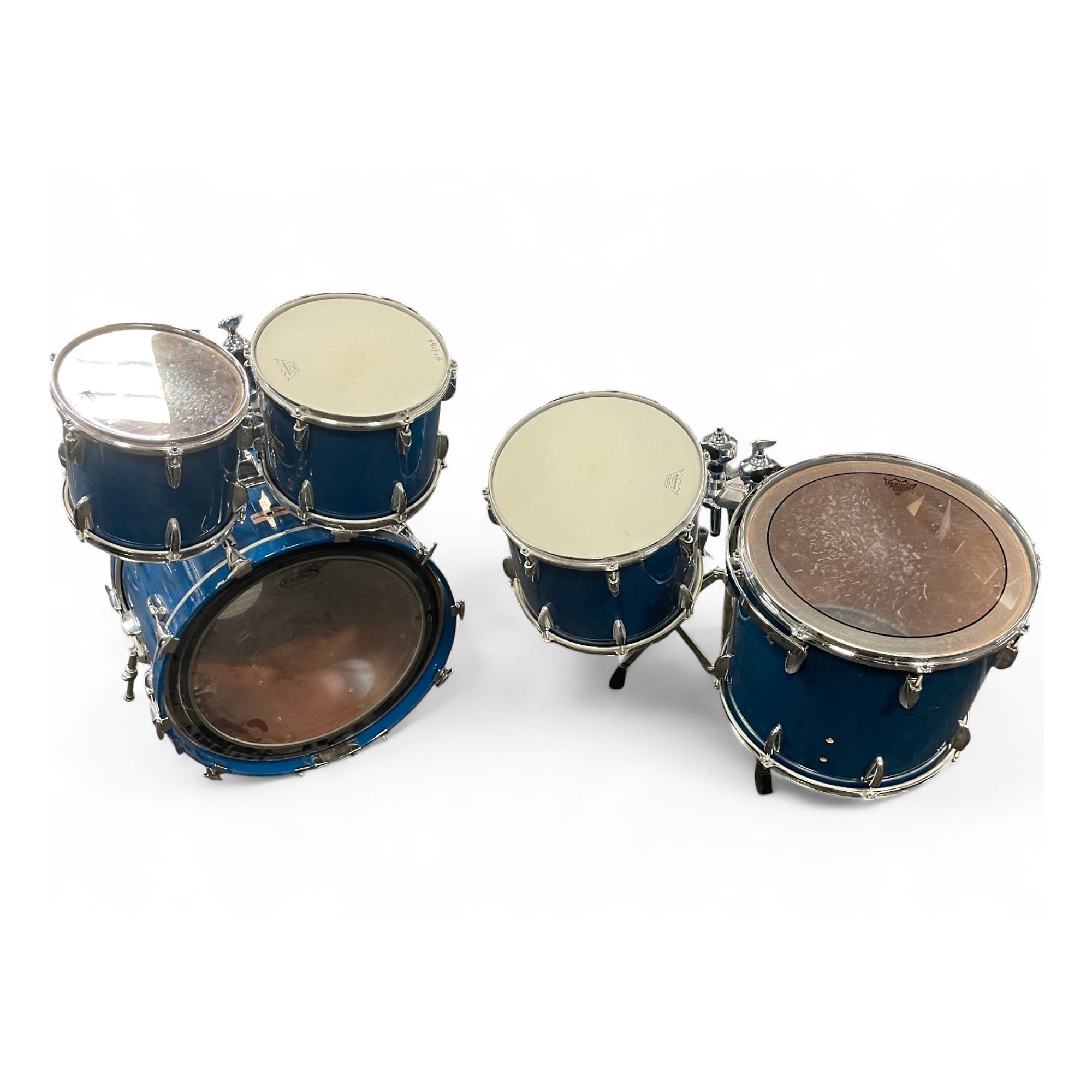 Vintage 1980s Yamaha 5 Piece 8000 Series Blue Drum Kit Blue