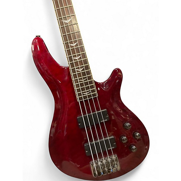 Used Schecter Guitar Research Omen Extreme 5 String Ruby Electric Bass Guitar