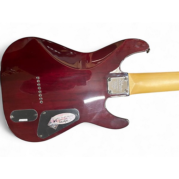 Used Schecter Guitar Research Damien Elite 8 String Left Handed Crimson Red Trans Electric Guitar
