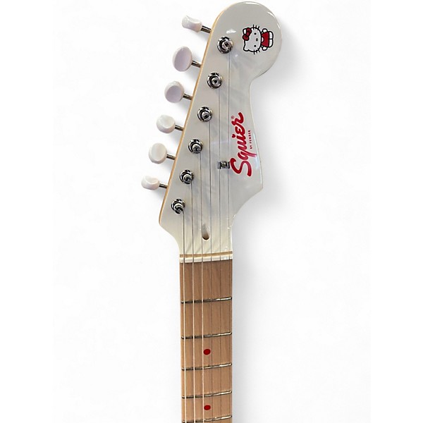 Used Squier HELLO KITTY STRAT WHITE Solid Body Electric Guitar