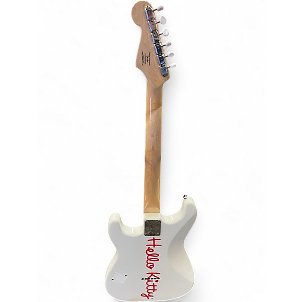 Used Squier HELLO KITTY STRAT WHITE Solid Body Electric Guitar