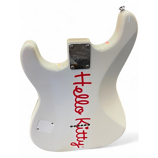Used Squier HELLO KITTY STRAT WHITE Solid Body Electric Guitar