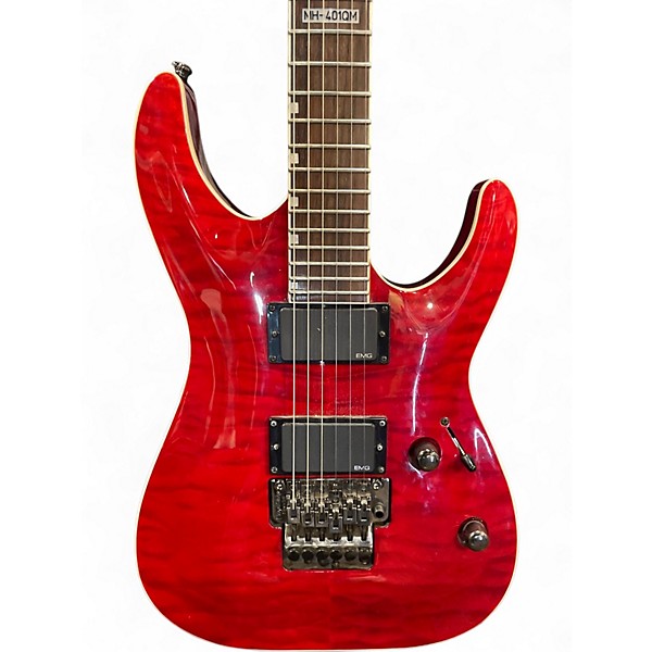 Used ESP LTD MH401QM Red Solid Body Electric Guitar