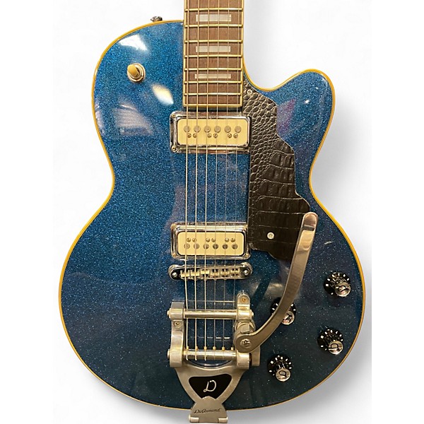 Used DeArmond M-75T Blue Sparkle Solid Body Electric Guitar