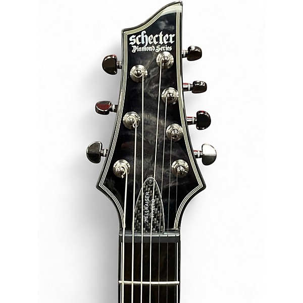 Used Schecter Guitar Research HELLRAISER HYBRID Black and Silver Solid Body Electric Guitar