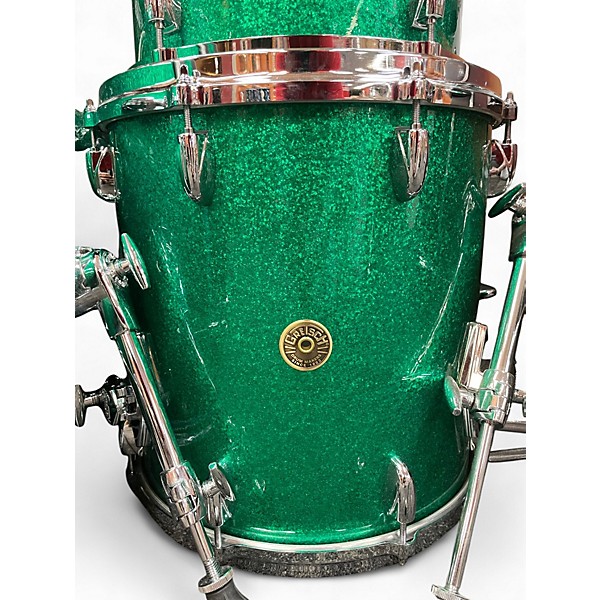 Used Gretsch Drums 3 Piece USA Custom Green Sparkle Drum Kit