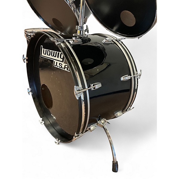 Used 1980s Ludwig 4 Piece ROCKER SERIES 4PC BLACK Drum Kit
