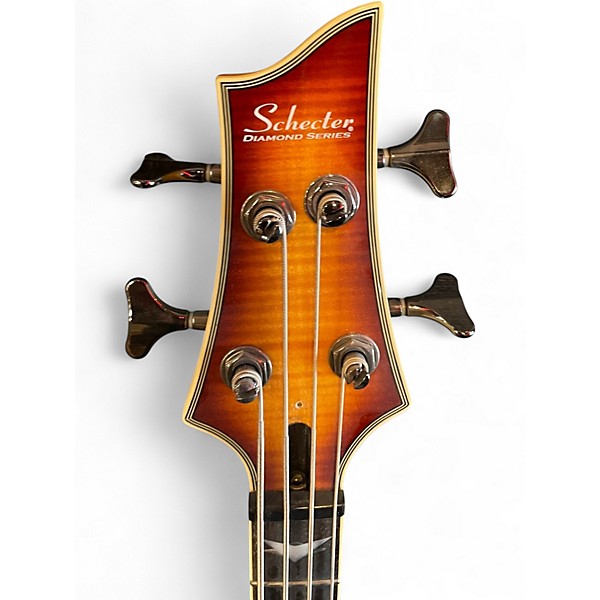 Used Schecter Guitar Research C-4 Diamond Series Tiger Burst Electric Bass Guitar