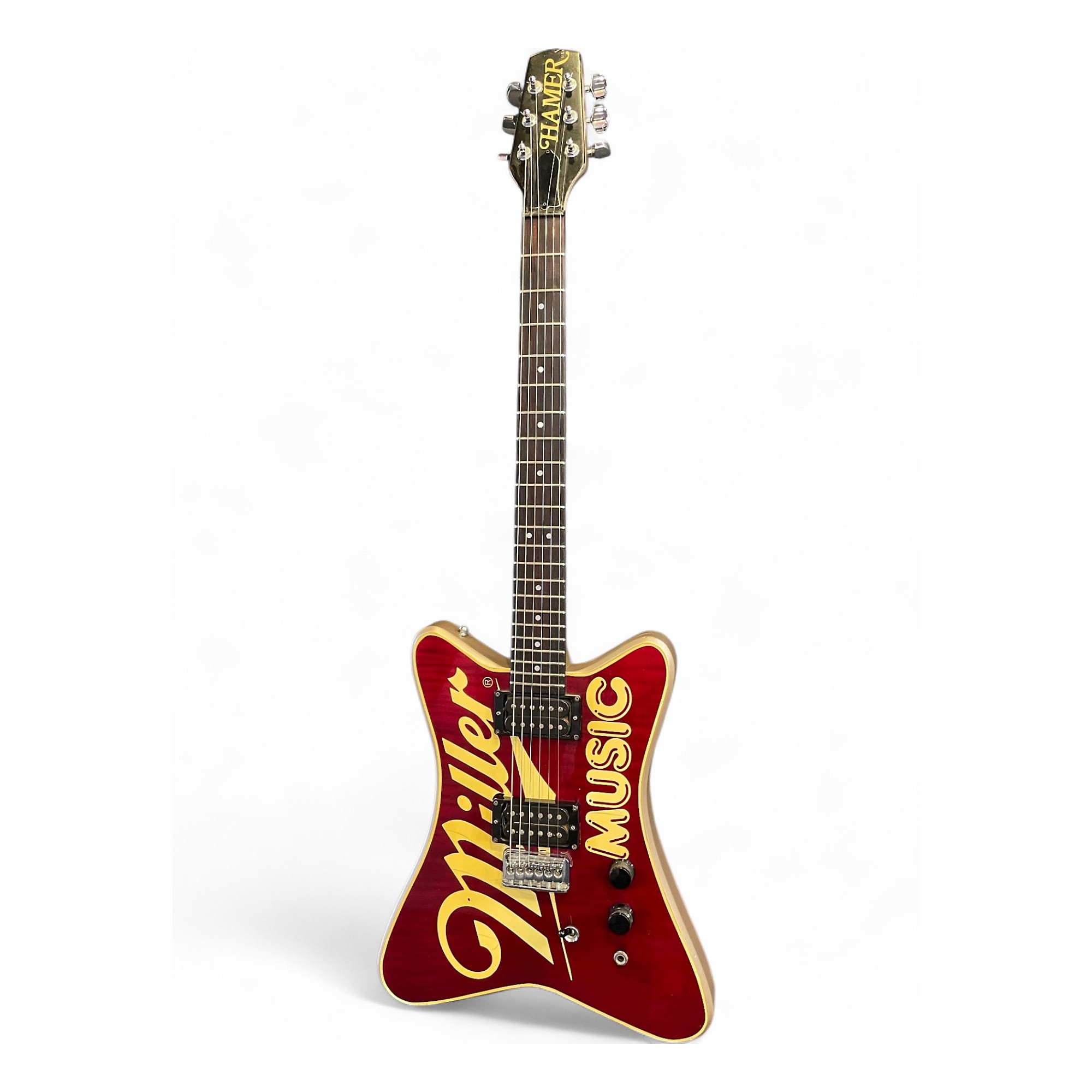Vintage 1986 Hamer Usa Miller Music Red/Gold Solid Body Electric