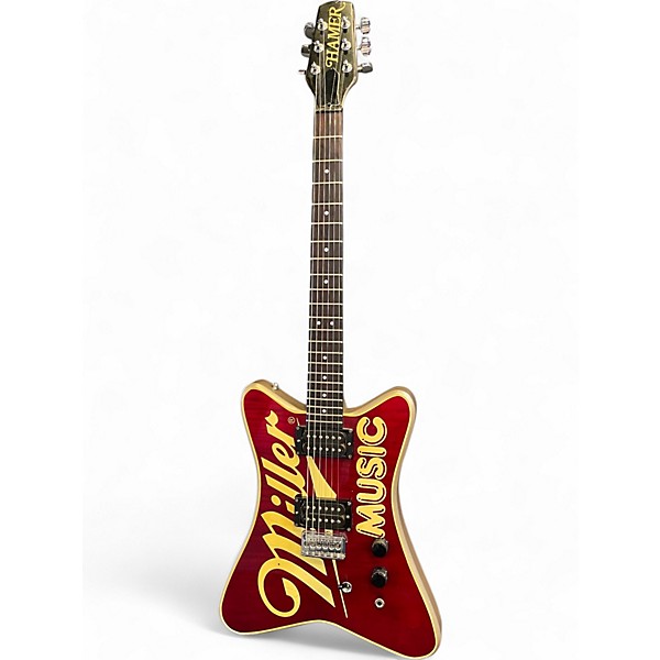 Vintage 1986 Hamer Usa Miller Music Red/Gold Solid Body Electric Guitar