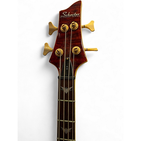 Used Schecter Guitar Research C4 DIAMOND SERIES  MAROON QUILT Electric Bass Guitar