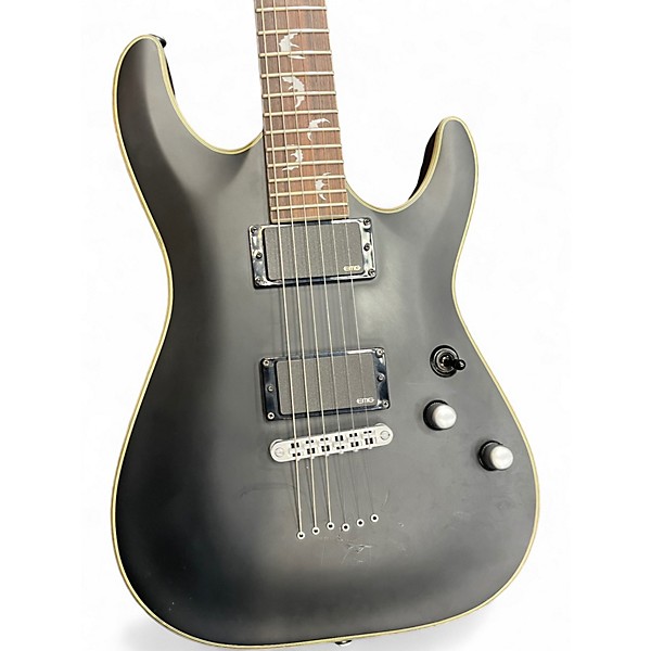 Used 2019 Schecter Guitar Research Damien Platinum Black and Gold Solid Body Electric Guitar