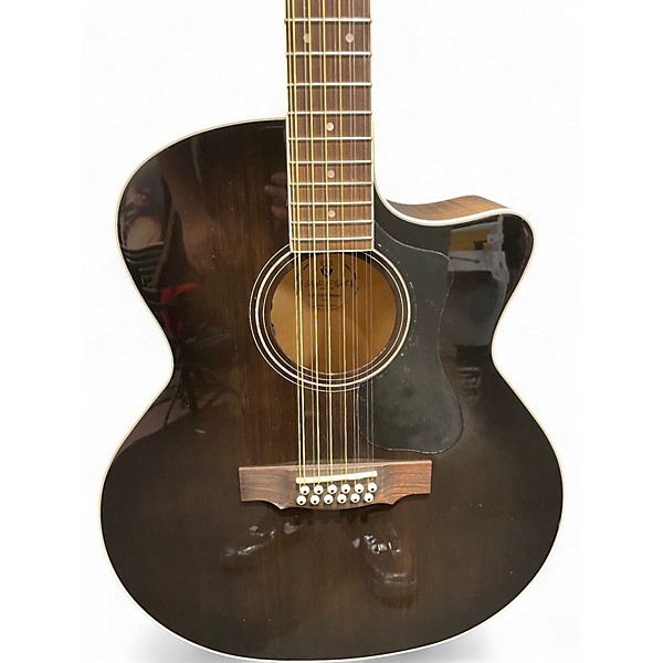 Used Guild F2512-CE Trans Black 12 String Acoustic Electric Guitar