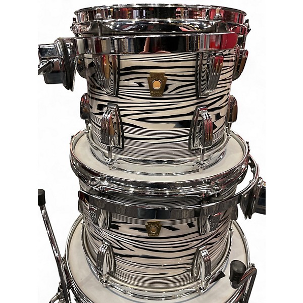 Used Ludwig 4 Piece Classic Maple White Strata Drum Kit