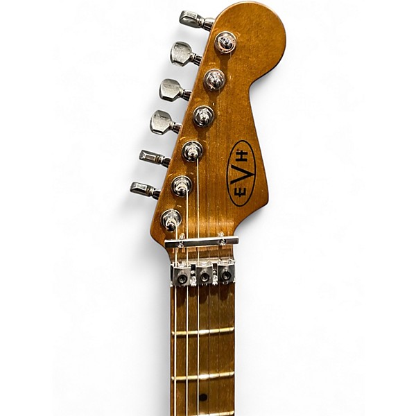 Used EVH Striped Series Frankie Red with Black and White Stripes Solid Body Electric Guitar