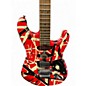 Used EVH Striped Series Frankie Red with Black and White Stripes Solid Body Electric Guitar