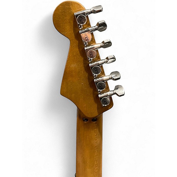 Used EVH Striped Series Frankie Red with Black and White Stripes Solid Body Electric Guitar