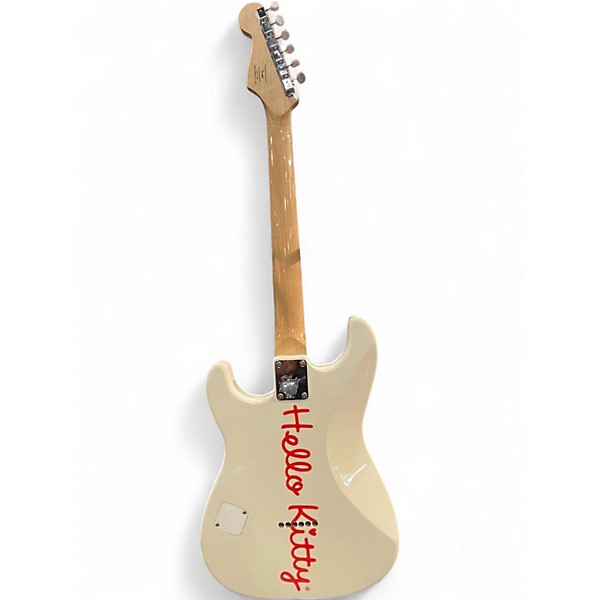 Used Squier Hello Kitty Stratocaster Single Hum Pink With Kitty Pickguard white Solid Body Electric Guitar