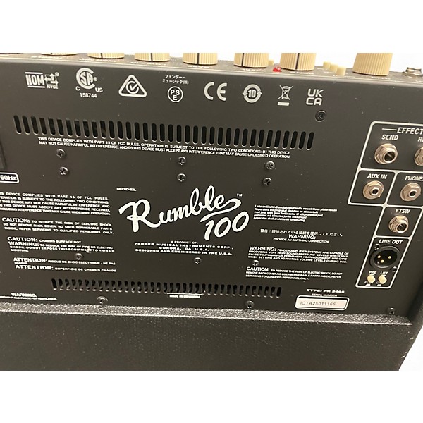 Used Fender Rumble 100 1x15 100W Bass Combo Amp