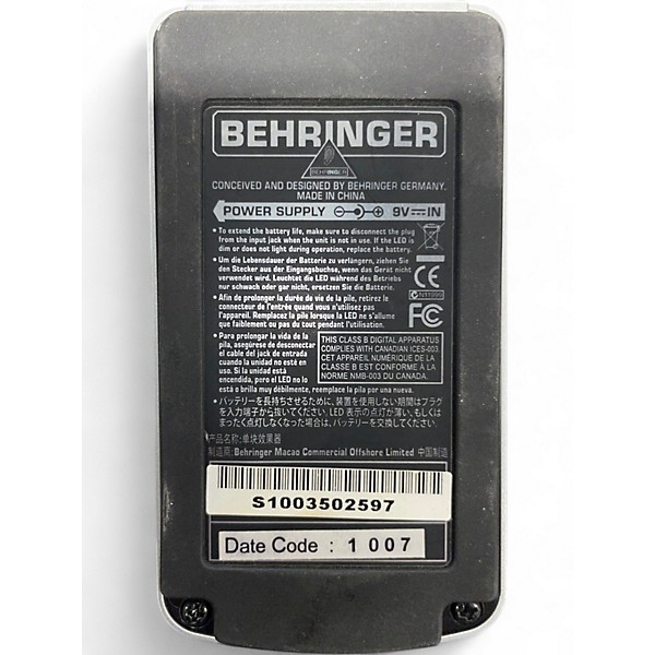 Used Behringer DR600 Digital Stereo Reverb Effect Pedal