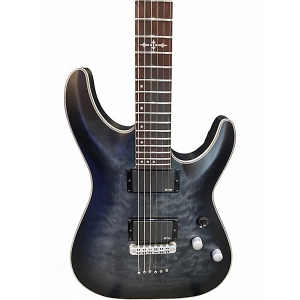 Used Schecter Guitar Research C1 Platinum TRANSPARENT BLACK Solid Body Electric Guitar