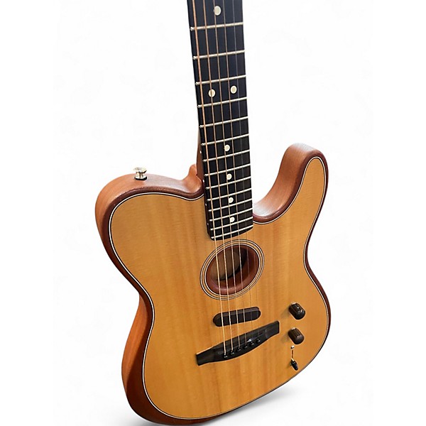 Used Fender American Acoustasonic Telecaster Natural Acoustic Electric Guitar