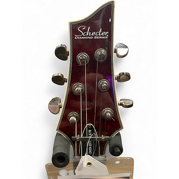 Used Schecter Guitar Research Omen Extreme 6 Floyd Rose TRANSPARENT RED Solid Body Electric Guitar