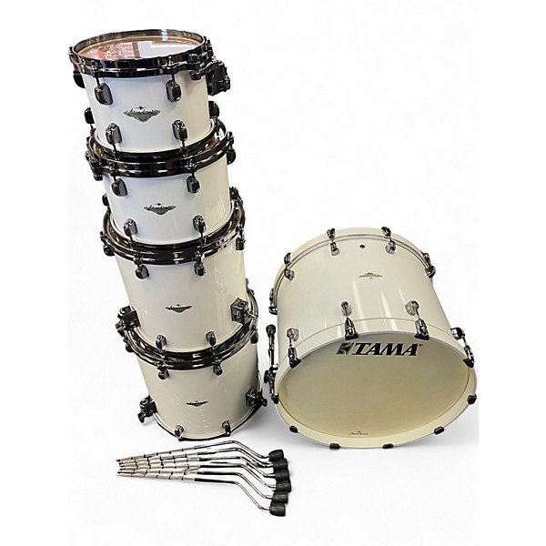 Used TAMA 5 Piece Starclassic Custom Piano White Drum Kit