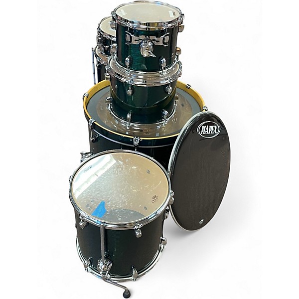 Used 1990s Mapex 6 Piece Meridian Green Drum Kit Emerald Green Drum Kit