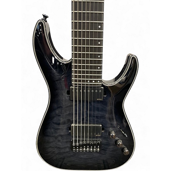 Used Schecter Guitar Research HELLRAISER C8 HYBRID TRANSPARENT BLACK BURST Solid Body Electric Guitar