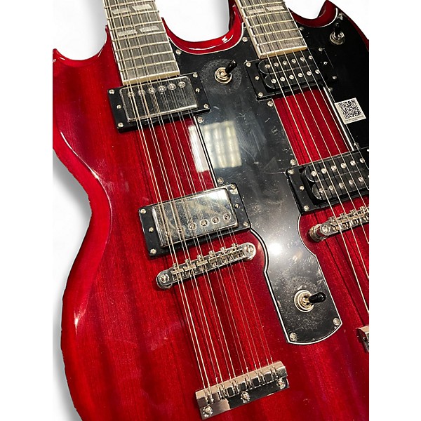 Used Epiphone G1275 Double Neck Wine Red Solid Body Electric Guitar