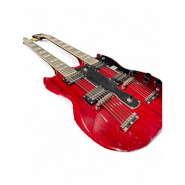 Used Epiphone G1275 Double Neck Wine Red Solid Body Electric Guitar