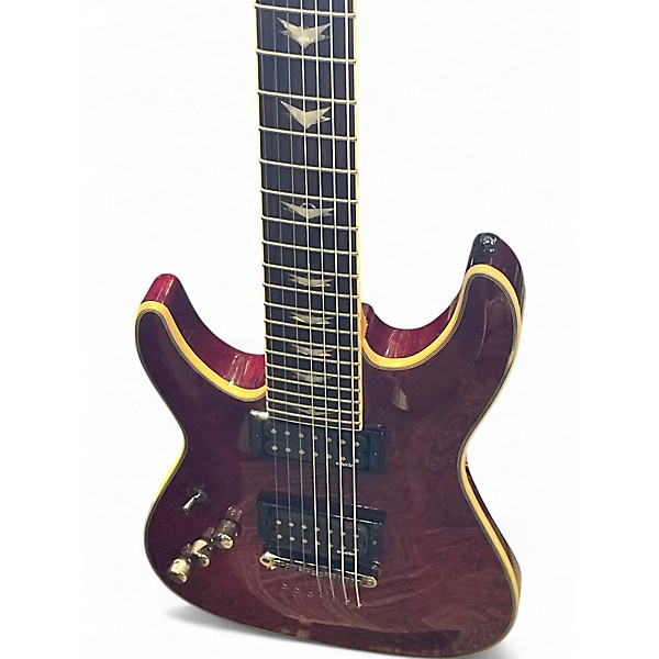 Used Schecter Guitar Research OMEN EXTREME 7 LEFTHANDED Black Cherry Solid Body Electric Guitar