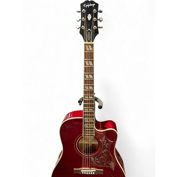 Used Epiphone hummingbird red Acoustic Electric Guitar