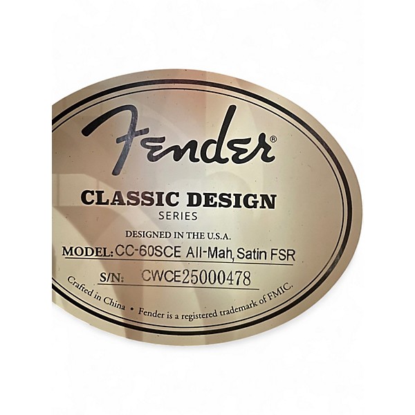 Used Fender CC60SCE Mahogany Acoustic Electric Guitar