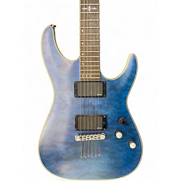 Used Schecter Guitar Research C1 Platinum SEE-THRU MIDNIGHT BLUE Solid Body Electric Guitar