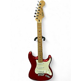 Used 2000s Fender Standard Stratocaster Chrome Red Solid Body Electric Guitar