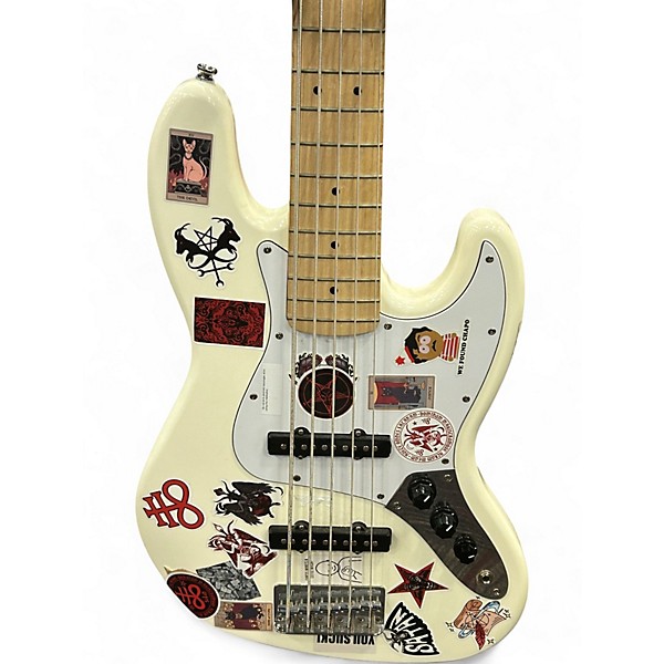 Used Squier Affinity Jazz Bass V 5 String Olympic White Electric Bass Guitar